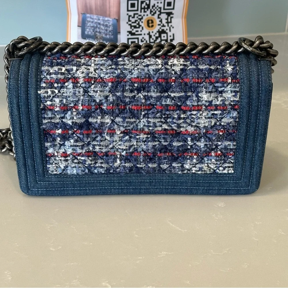 Chanel Boy Bag Blue Denim Tweed Limited Edition